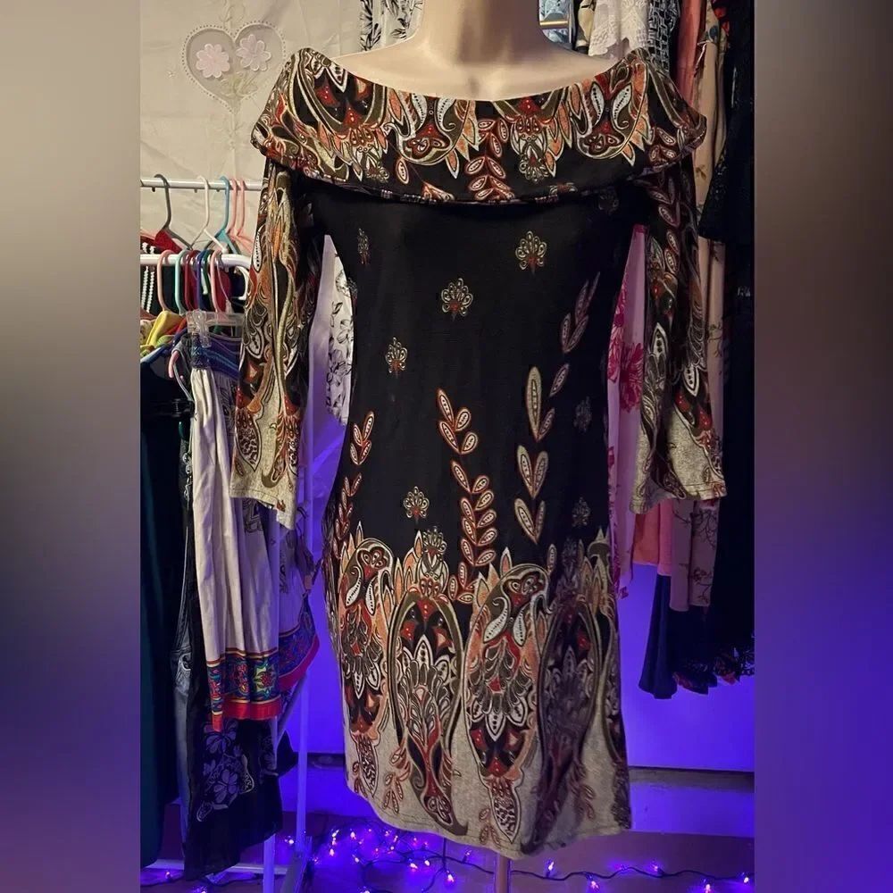 Dily off shoulder mini dress brown - Picture 3 of 4